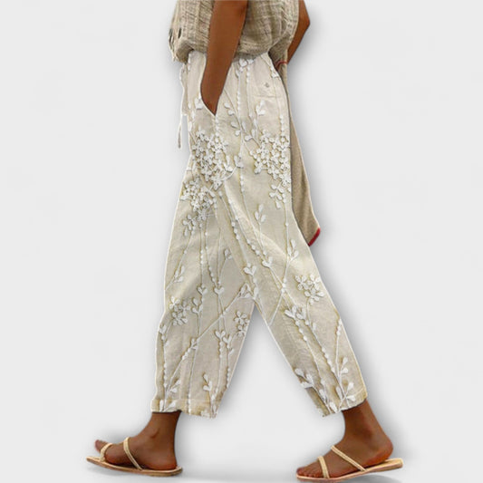 Zoey - Trykte Bukser med Mønster af Vindrueblade