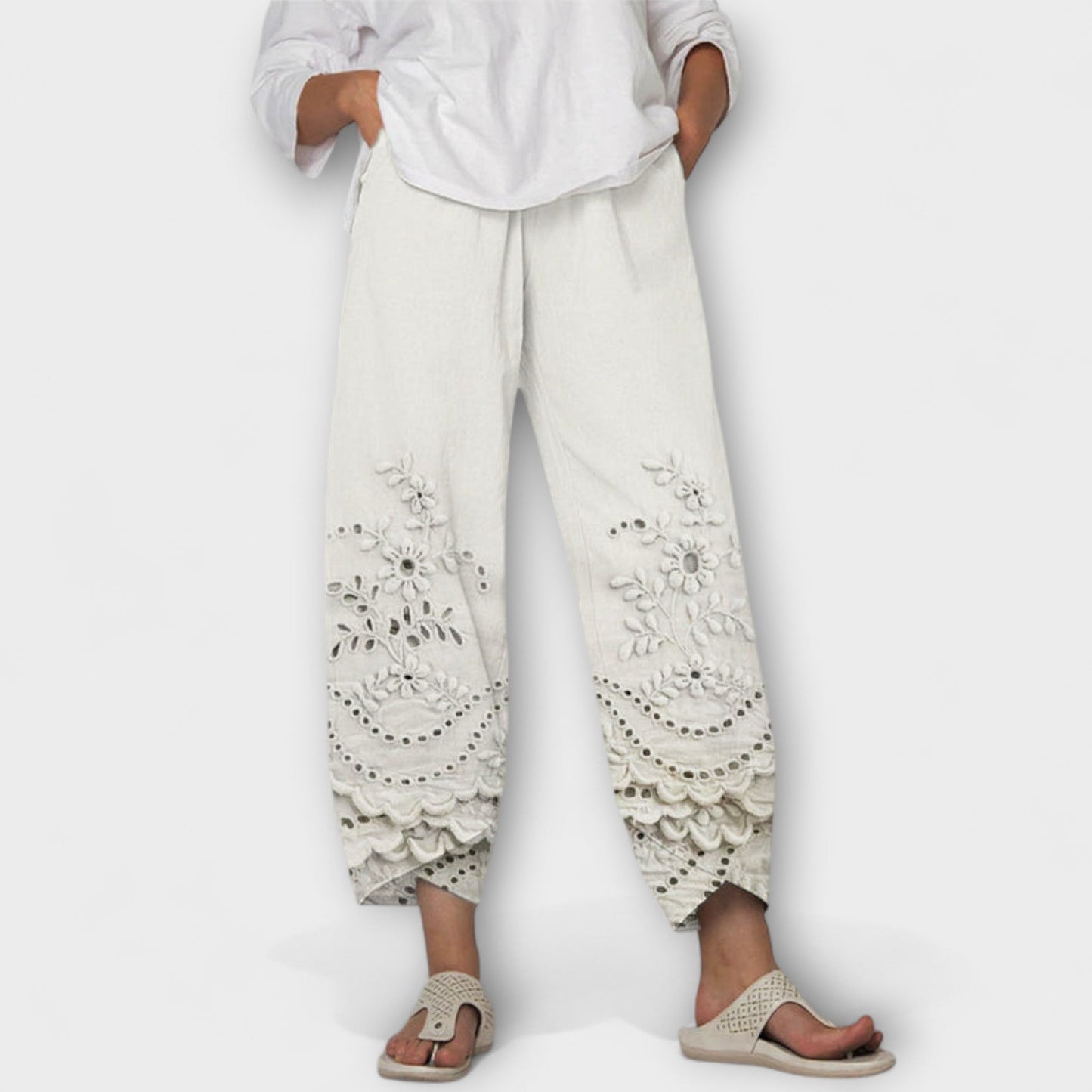 Chloe – Elegant Trykt Blondebukser