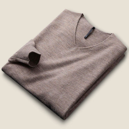 Alessio - V-Hals Sweater i Uld-Kashmir Blandning