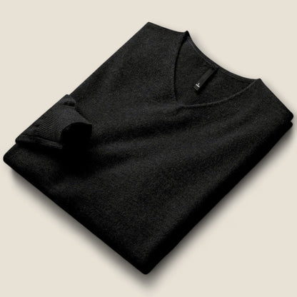 Alessio - V-Hals Sweater i Uld-Kashmir Blandning