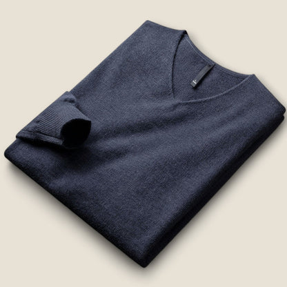 Alessio - V-Hals Sweater i Uld-Kashmir Blandning